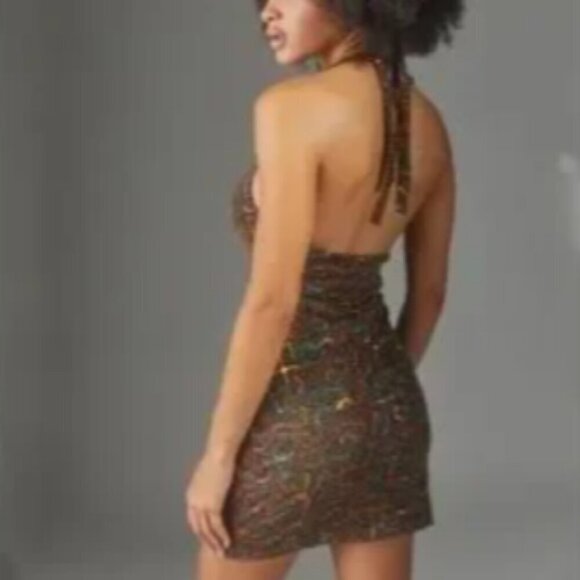 NWT URBAN OUTFITTERS | Sparkly Sequin Rainbow Halter Dress | Sz. XS - Picture 4 of 11